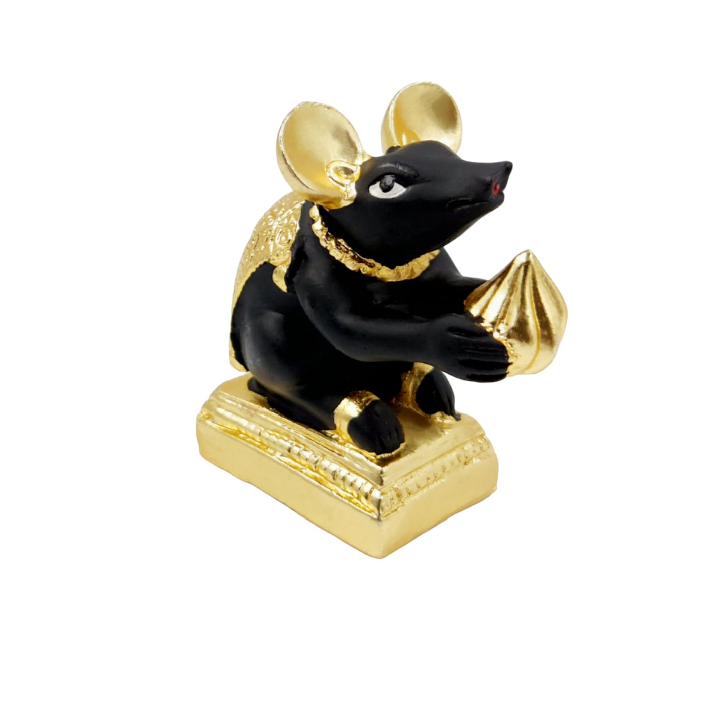 Arnavira Gold Plated Mushak Idol for Ganpati Pooja Ganeshji Mooshak Mouse Mushakraj (Black)