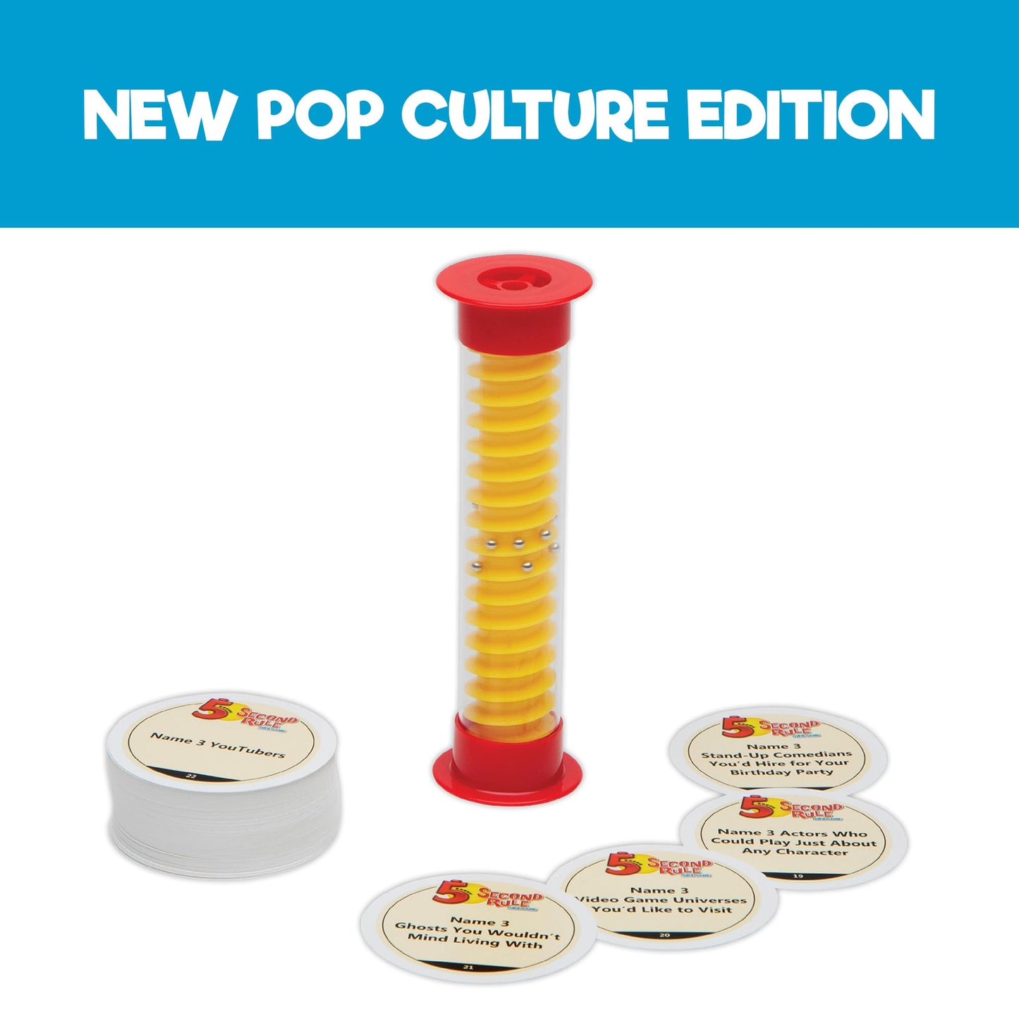 5 Second Rule Game Pop Culture Edition (Mini Tube) - Simple Questions Card Game For Family Fun, Party, Kids, Travel, Game Night