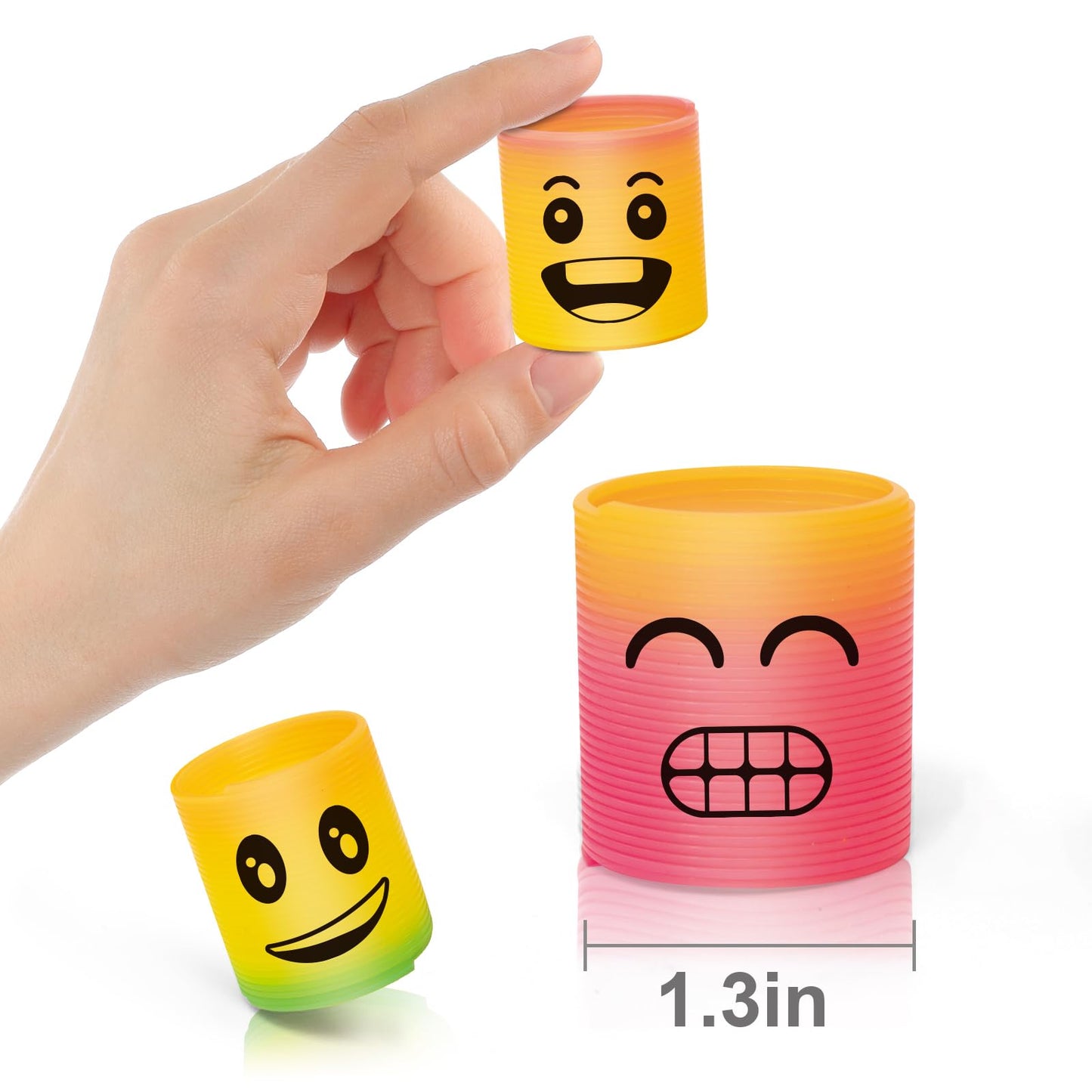 Cleverzone 36 Pack Spring Rainbow Magic Fidget Stress Coil Mini Springs Bulk Toys Party Favor For Kids Birthday Carnival Prize Goodie Bag Stuffers For Boys Girls (Smile)