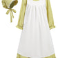 RAINDEWLL Pioneer Dresses for Girls Prairie Colonial Costume Long Sleeves Laura Ingalls Pilgrim Costume Green 9-10Y