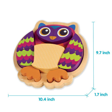 Epoch OOPS Happy Puzzle - Wooden Owl Toy for Toddlers, 40cm, Multi-color, Model OP1600212