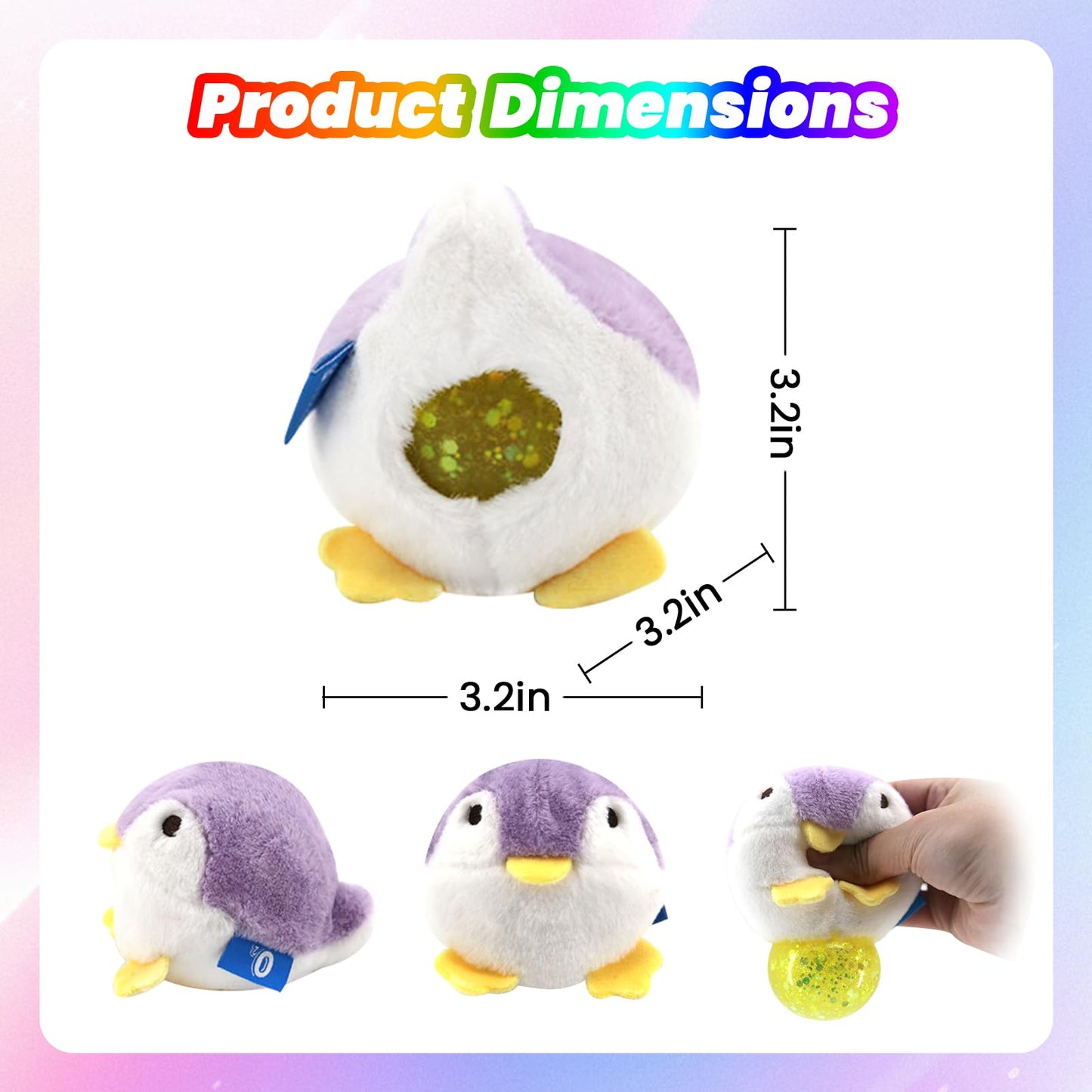 Stress Buster Stress Reliever for Kids/mature-themed Plushie Pinch Decompression Vent Fluffy Ball Soft Beads -Squeeze Squishy Ball with Plushie Cover(Penguin)