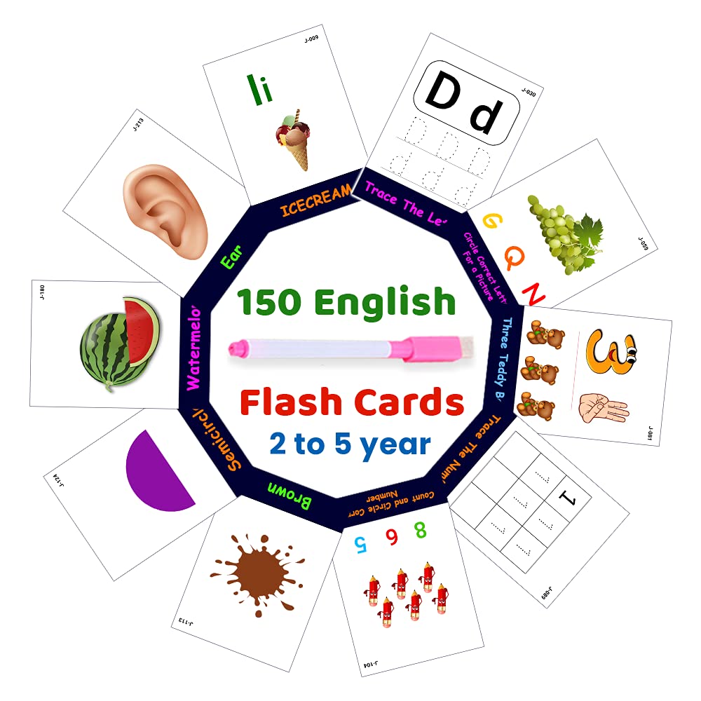 Critom 300 Reusable English Learning Activity (Total 150 Flash Cards) For Kids Included Memory Developing Activity Flash Cards F