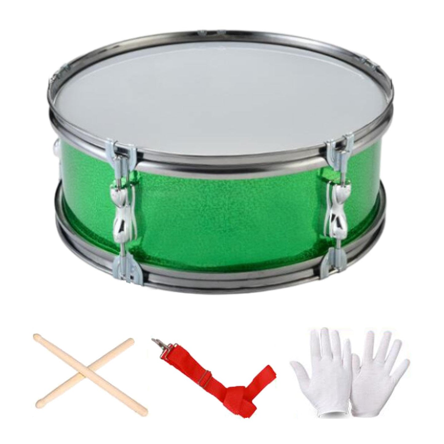 13Inch Snare Drum Music Learning Percussion Instrument For Adults Kids Green Monophonic