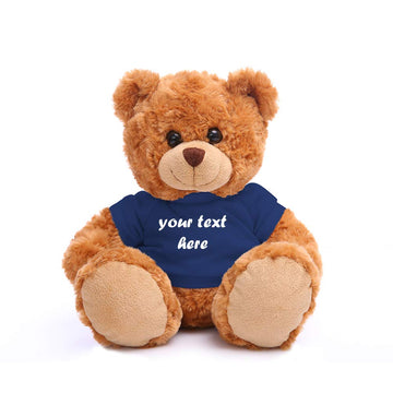 Plushland 11' Teddy Bear - Personalized Stuffed Animal Gift For Mother'S Day, Valentine'S, Graduation, Birthday (Mocha Bear, Navy Blue)
