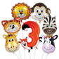 3rd Jungle Safari Theme Balloons with Animal Face and 3 Number Shape Foil Balloon for Kids Birthday Party Decorations for Boys G