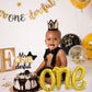 Toniful Gold One Balloons Banner, 42*16 Inch Mylar Foil Script / Cursive Letter One Sign Banner Balloon Bunting Reusable Ecofrie