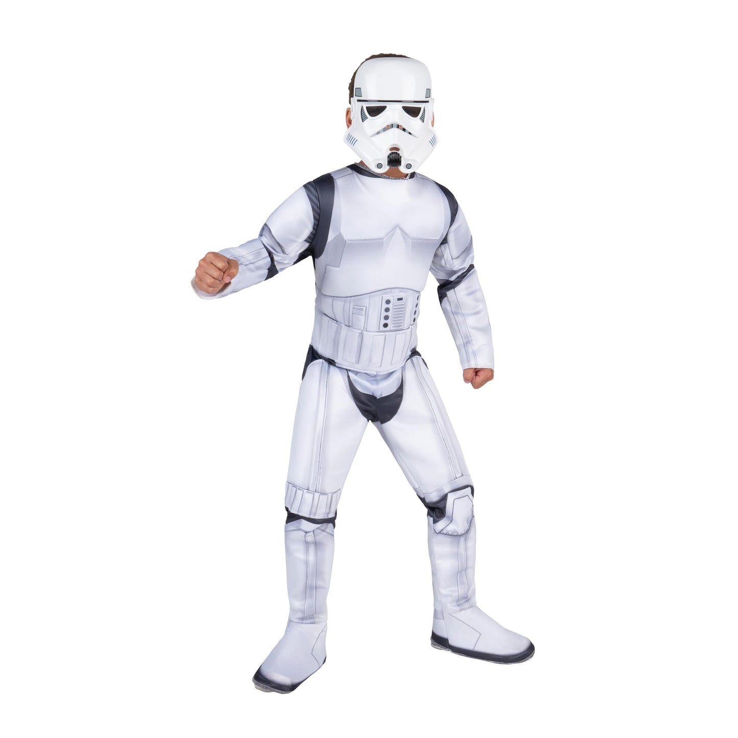 Star Wars Stormtrooper QUALUX Costume (Child) - Qualux Jumpsuit with 3D Half Mask (Small) White