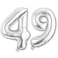 Flyloons 49 number Silver Foil Balloon 16 inch Size Birthday Decoration Items Pack of 2 | 49th Year Balloons | Forty Nine