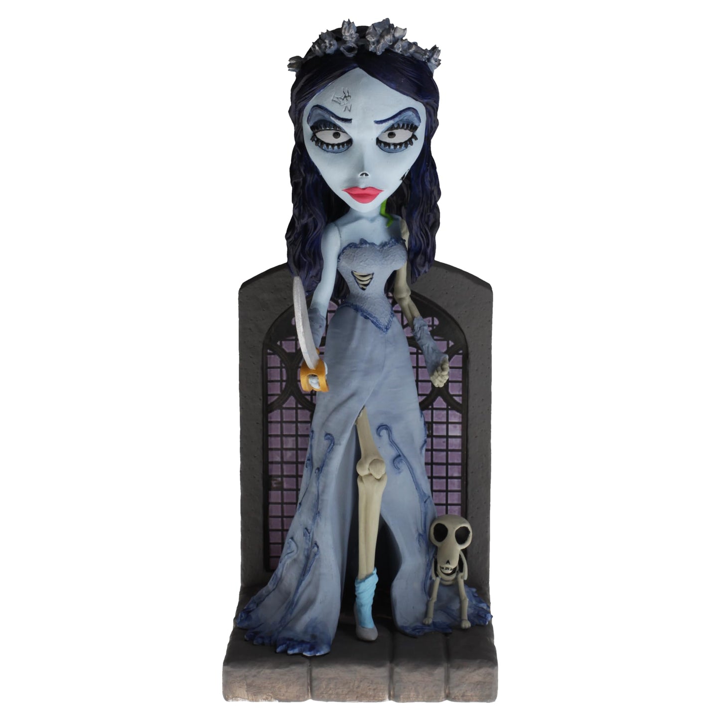 Royal Bobbles Emily The Corpse Bride with decorative replica blade  Maggot and Scraps - 7.5 Inches Tall - Collectible Bobblehead Statue