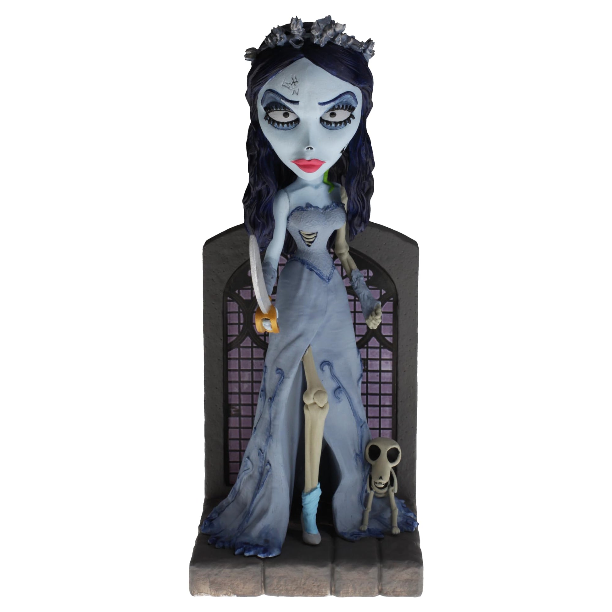 Royal Bobbles Emily The Corpse Bride with decorative replica blade  Maggot and Scraps - 7.5 Inches Tall - Collectible Bobblehead Statue