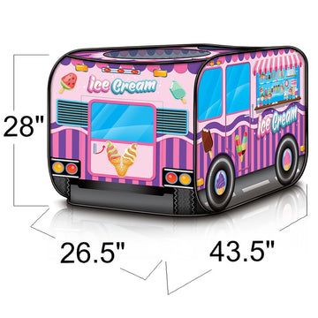 Artcreativity Ice Cream Truck Tent With Carry Bag, Pop Up Indoor - Outdoor Tent For Kids, Indoor Playhouse With 2 Openings, Flat-Folding Play Tent For Toddlers, Compact Storage 43.5 X 28 X 26.5 Inches