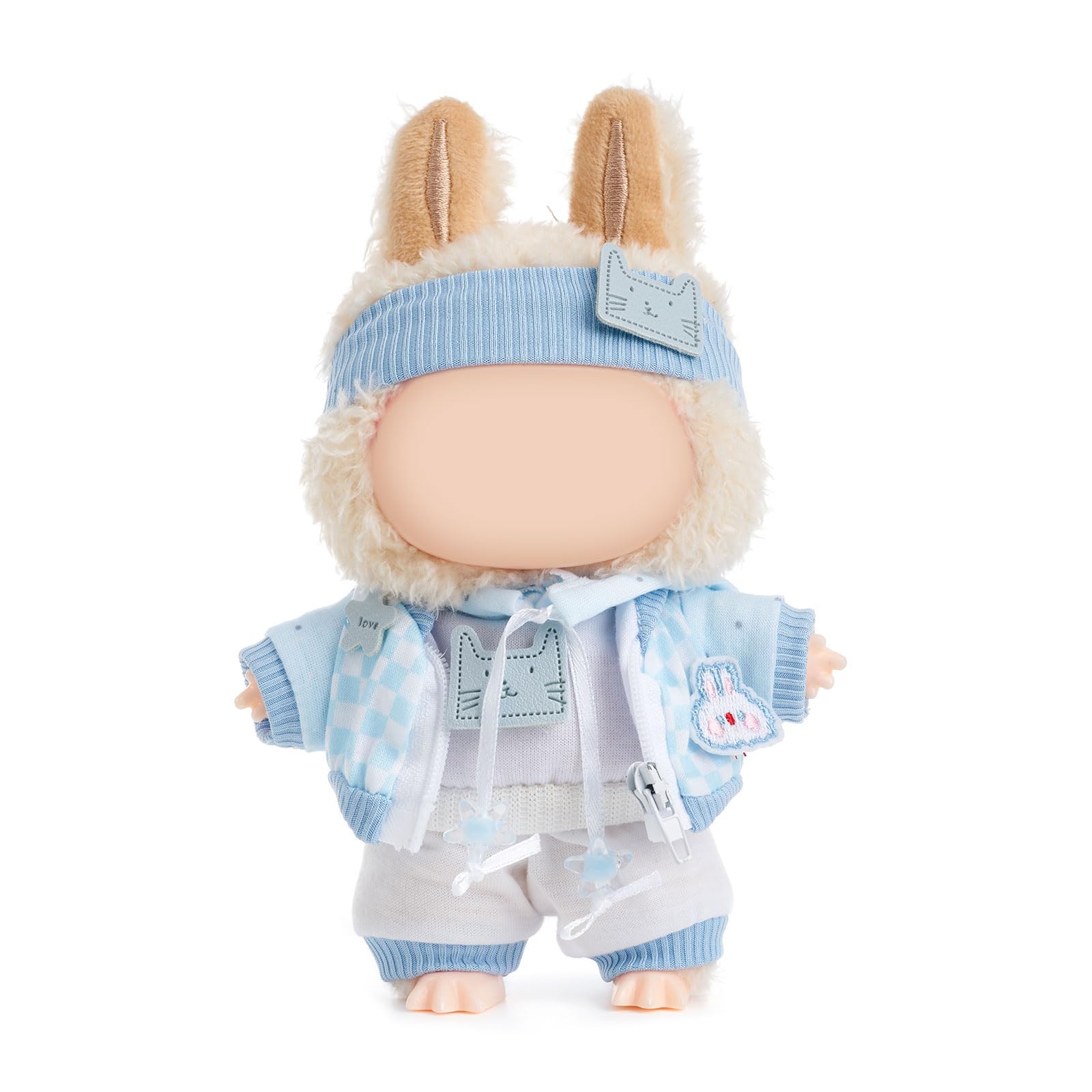 QIUTIMIY Clothes for Doll 17cm Doll Clothes 4-Piece-Dark Blue-Set Doll Clothes enhanced Doll Outfit with Accessories-Headband+Jacket+Sweatshirt+Sweatpants(NO Doll Included)