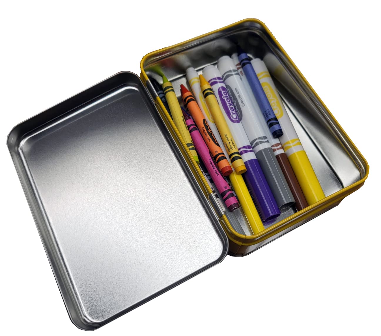 The Tin Box Company Crayon Storage Tin - Holds 64 Crayons, Multicoloured, Tin, Model 187937-12, Pack of 1