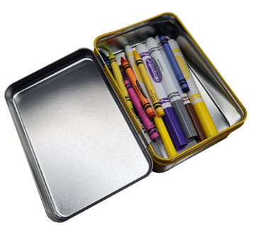 The Tin Box Company Crayon Storage Tin - Holds 64 Crayons, Multicoloured, Tin, Model 187937-12, Pack of 1