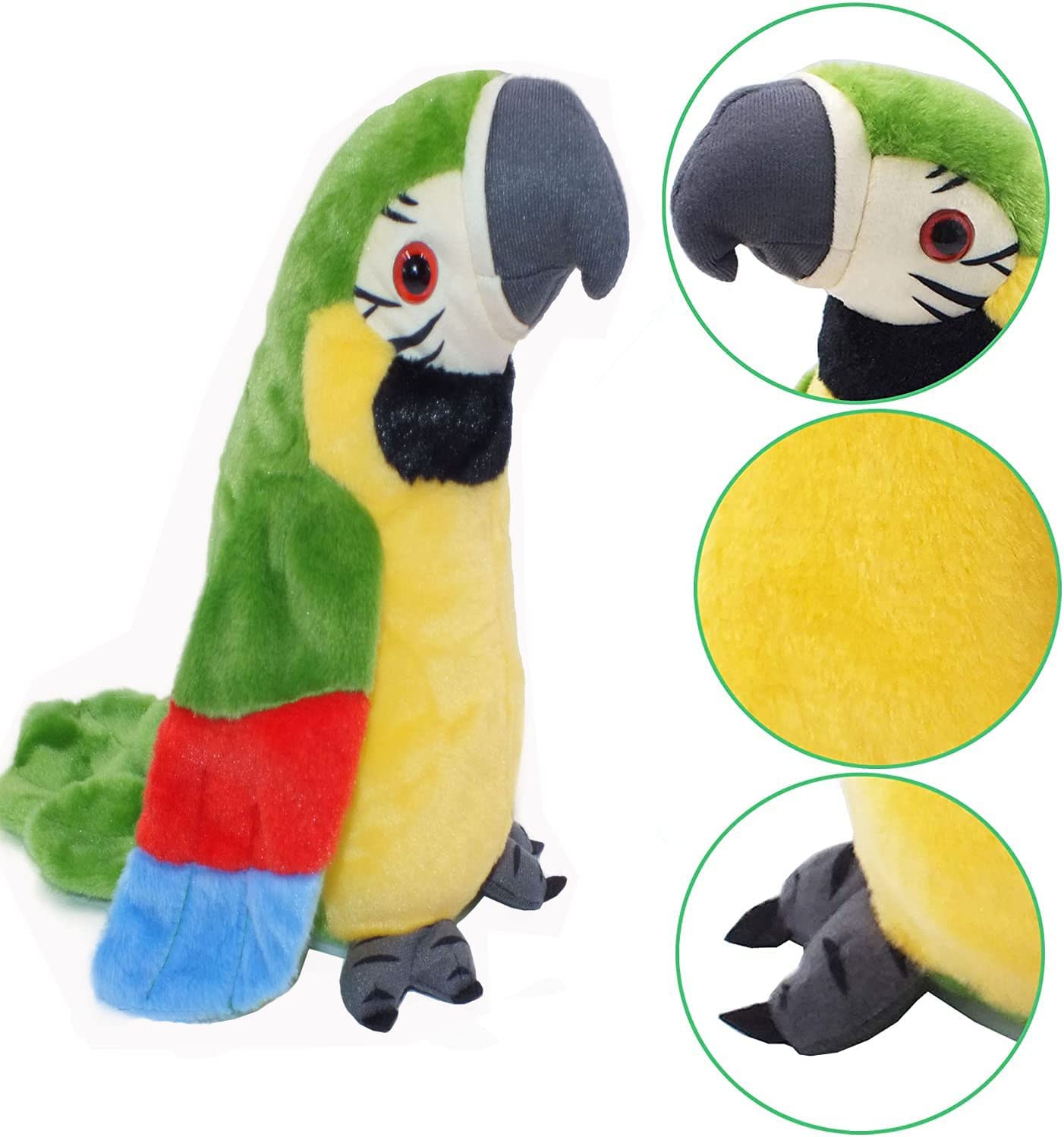 Talking Parrot Repeats Upgrade Newest Talking Parrot What You Say With Cute Voice - Electronic Pet Talking Plush Parrot for Child Kids gift Party Plush Toy Gift Birthday Gift Kids Early Learning