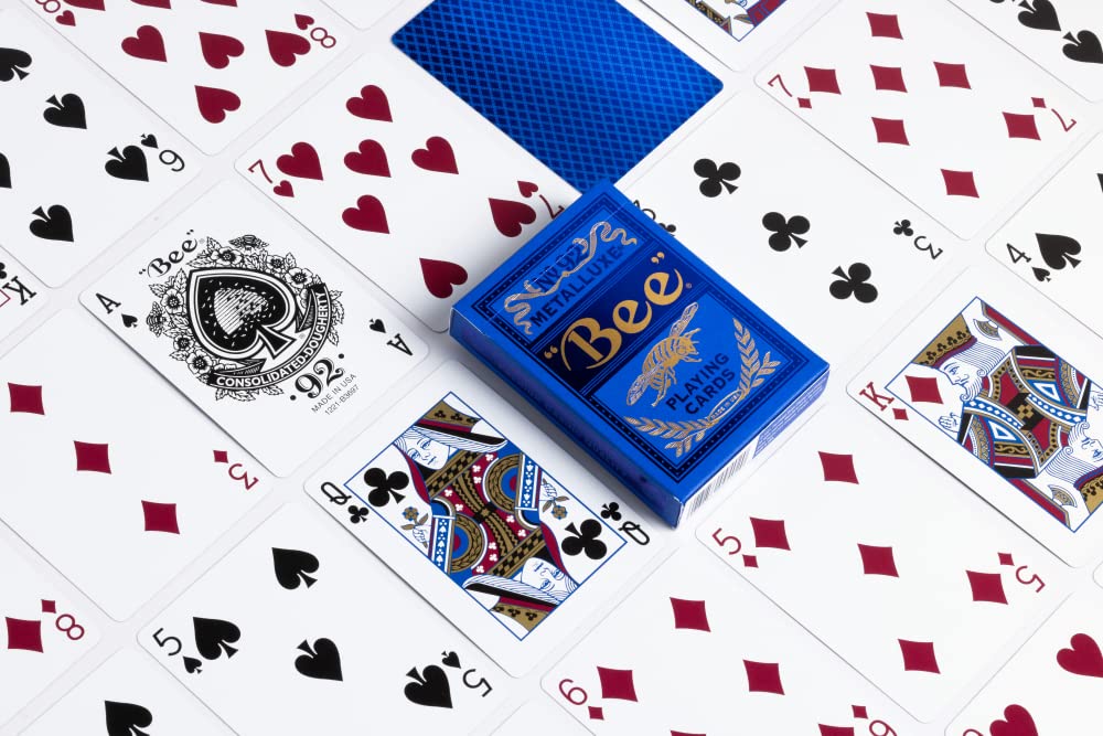 Bee Metalluxe Playing Cards - Blue Foil Diamond Back, Standard Index