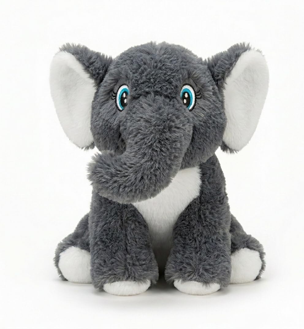 Plush Grey Elephant Toy Teddy Bear Gift 22cm Soft Toys for Baby Girl Fully Washable Plush Toys and Stuffed Toys Perfect for Nurs