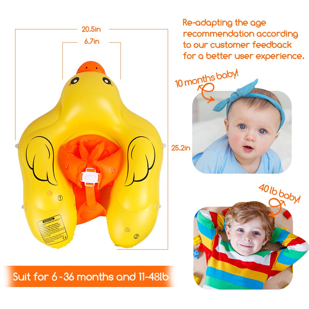 Relaxing Baby - Swimming Float Ring With Removable Sun Protection Canopy,Anti-Slip Crotch,Add Tail Chamber Never Flip Over Baby
