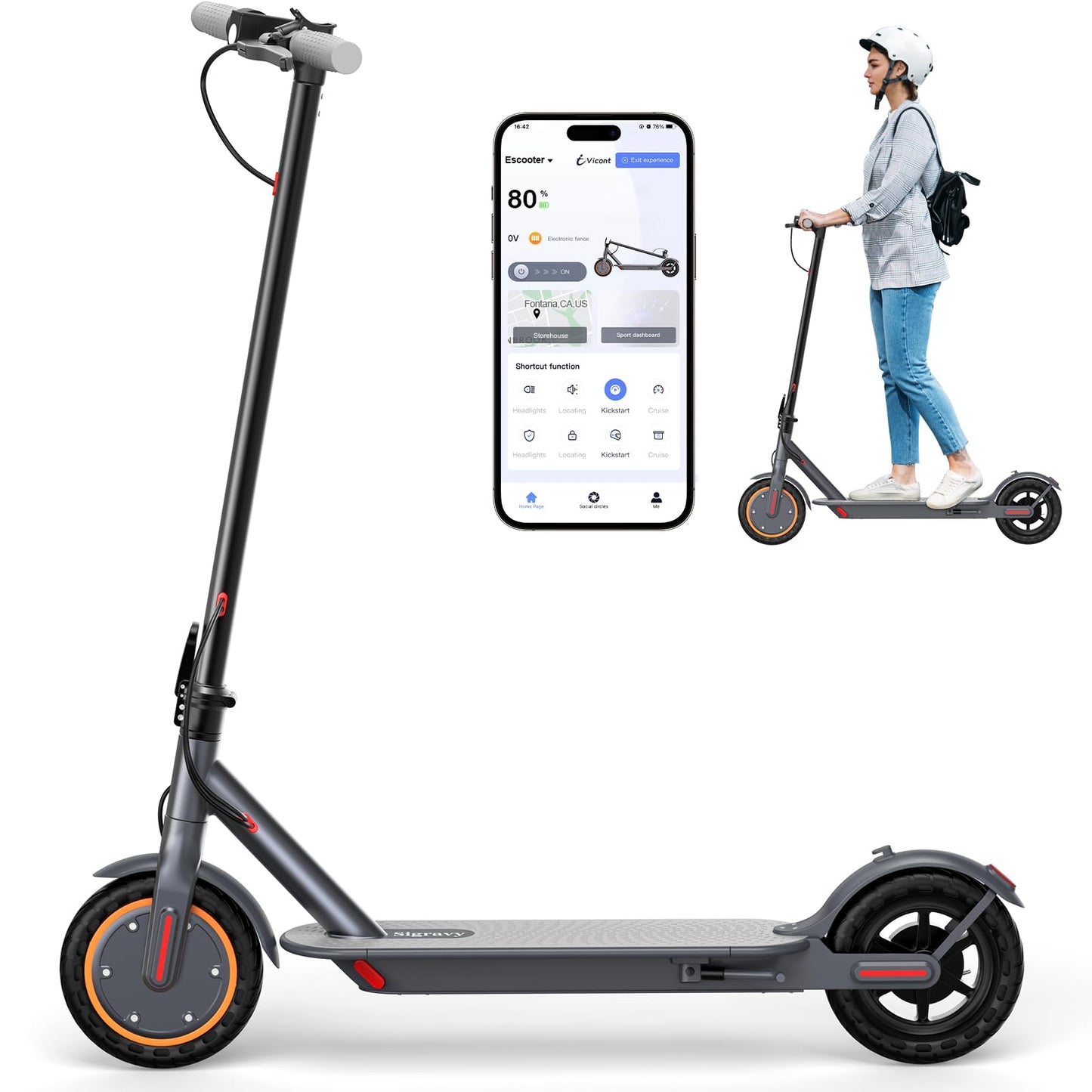 Electric Scooter For Adults, Folding Electric Scooters, 4 Gear Speed, 350W Motor & 19Mph, 8.5'' Solid Tires, 20-23 Mile Range Li
