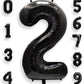 Aule 40 Inch Big Black 2 Balloon Number Large Foil Helium Number Balloons 0-9 Jumbo Giant Happy 2Nd Birthday Party Decorations F