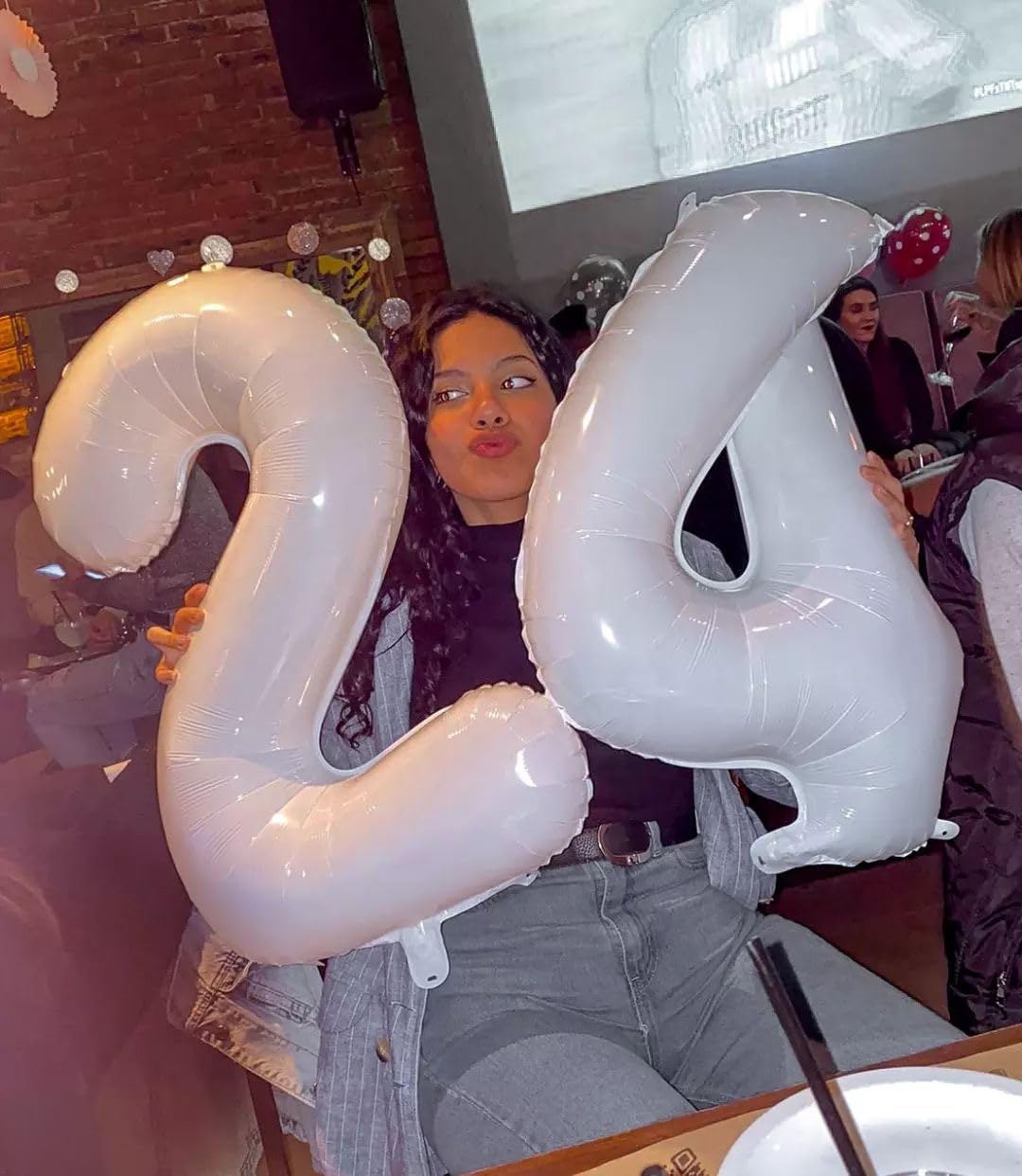 White 4 Balloon, Translucent Number Balloons 40 Inch, 4Th White Party Decorations, Four Large Numbers For Party Decor, Number 4