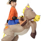 JYZCOS Inflatable Cowboy Costume for Kids Western Horse Rider Fancy Dress Halloween Party Suit (Brown Kid)