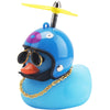 Wonuu Rubber Duck Toy Car Decoration Ornaments Duck Car Dashboard Decorations Cool Glasses Duck With Propeller Helmet (Blue-Fish