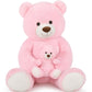 Tezituor Giant Teddy Bear Stuffed Animal 51In, Large Teddy Bear Mommy With Baby, Big Teddy Bear Stuffed Bear For Kids, Girlfriend On Mother'S Day, Valentine, Christmas, Baby Shower, Birthday, Pink