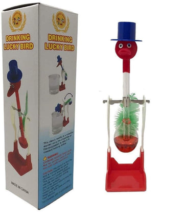 Drinking Bird- The Original Perpetual Motion Desk Top Toy For Science Enthusiasts Vintage Novelty Collectors (Red)
