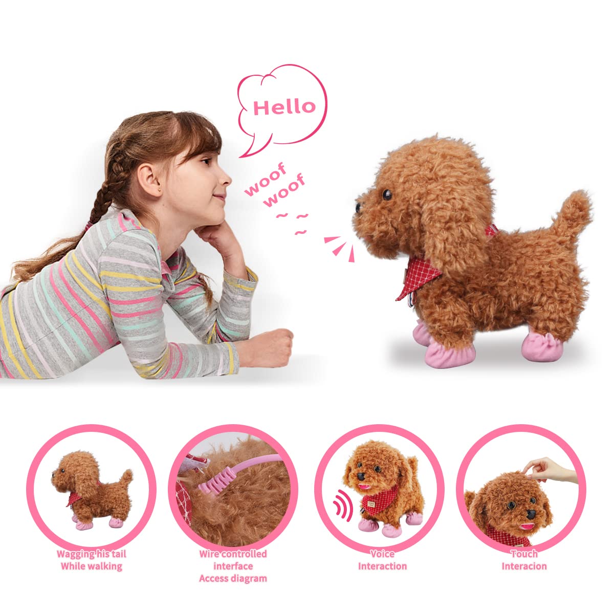 Jimate Puppy Toys For Kids, Toy Dogs That Walk And Bark, Walking Dog Toy For Kids With Leash, Interactive Stuffed Puppy With Rem