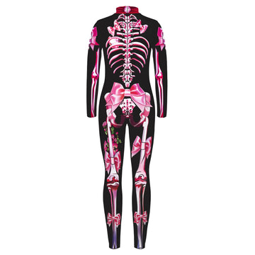 Remimi Kids Halloween Skeleton Costume Funny Party Scary Cosplay Skeleton Bodysuit Pink 7-8 Years
