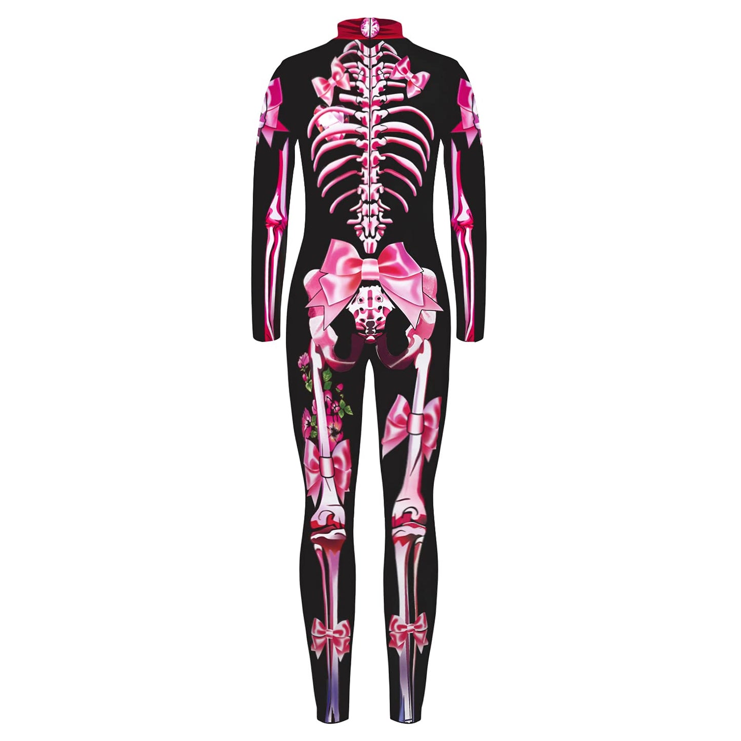 Remimi Skeleton Skin Costume For Boys Girls Bone Skull Stretchy Cute Fancy Jumpsuit Pink 13-14 Years