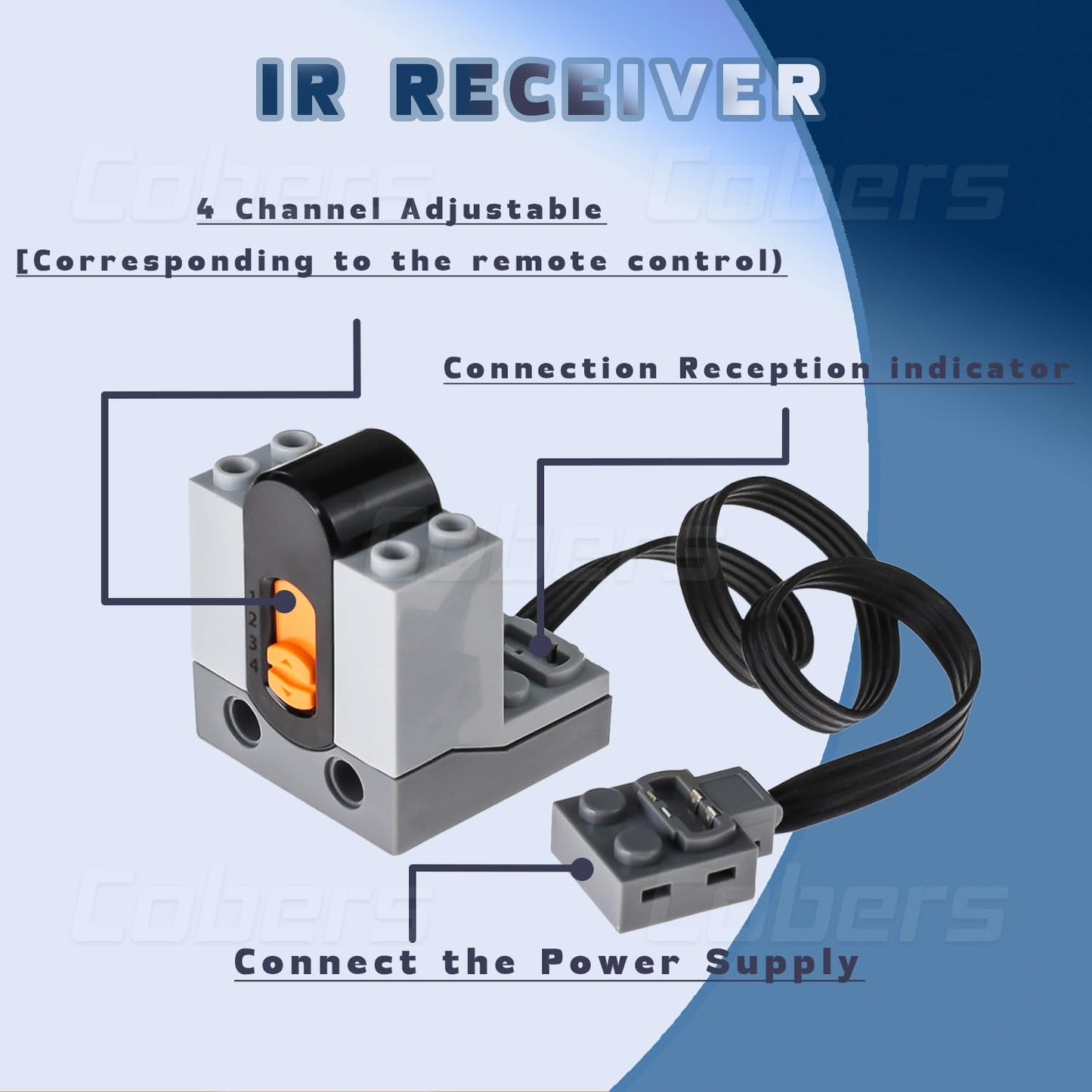 Cobers 5Pcs Power-Function Set Compatible With Major Brand Technic-Parts Motor-Set Ir Receiver Remote-Control Aa Battery Box