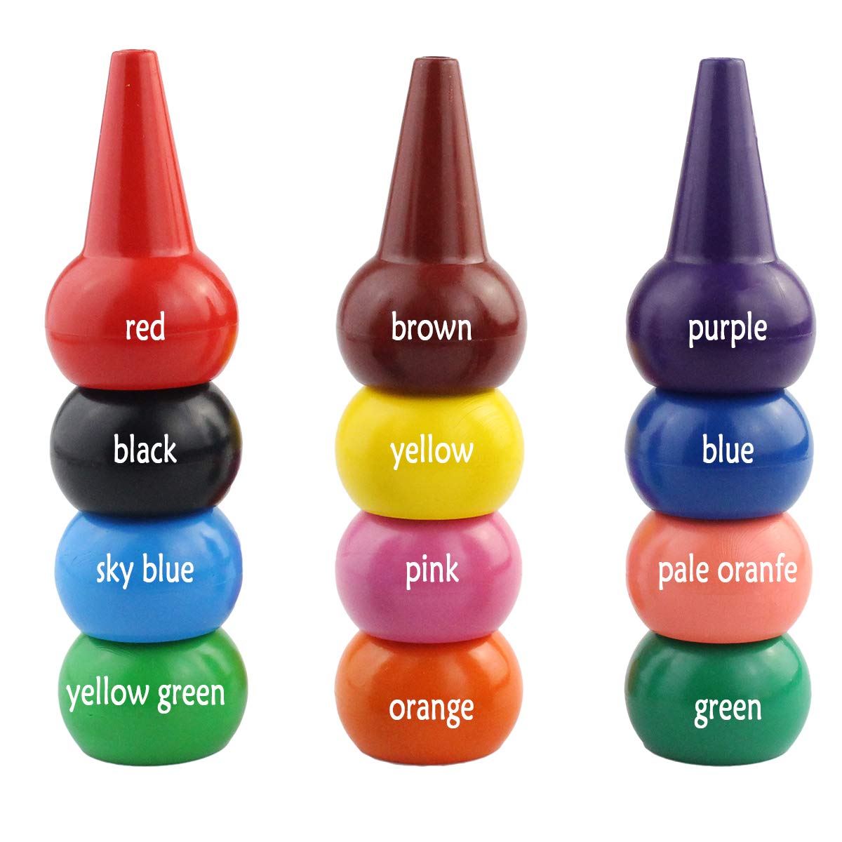 Wobe Finger Crayons, 12-Color Non-Toxic Washable Crayon Sticks, Palm-Grip Design, Multicolor, Ideal for Kids