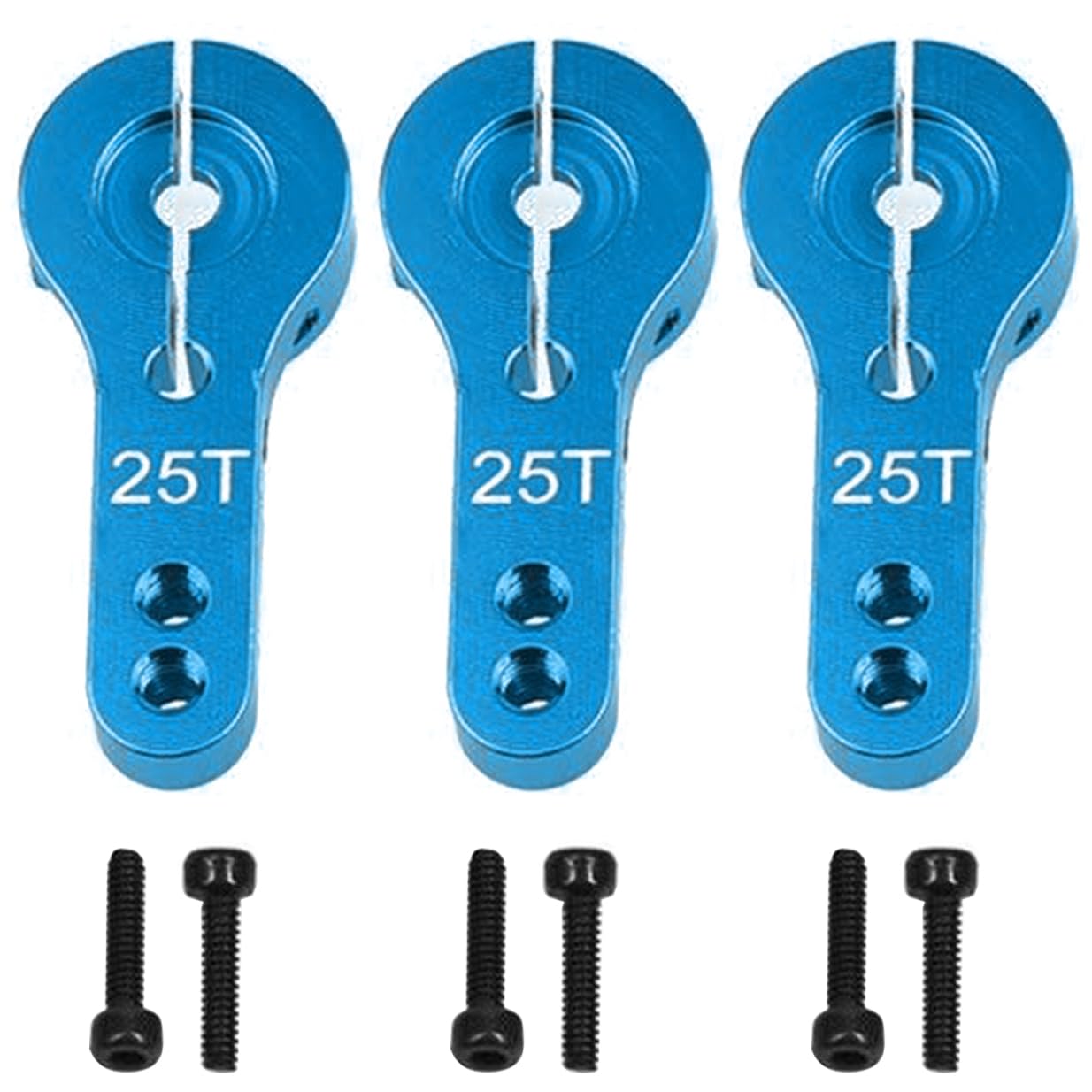3PCS Vgoohobby 25T Aluminum Servo Horns Arms M3 Threads Metal Steering Arm Compatible with RC Car Truck Buggy Airplane,Blue