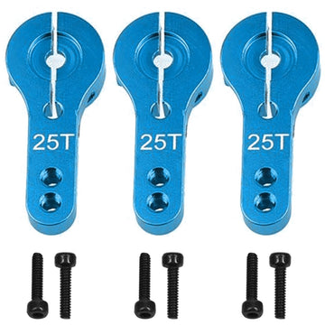 3PCS Vgoohobby 25T Aluminum Servo Horns Arms M3 Threads Metal Steering Arm Compatible with RC Car Truck Buggy Airplane,Blue