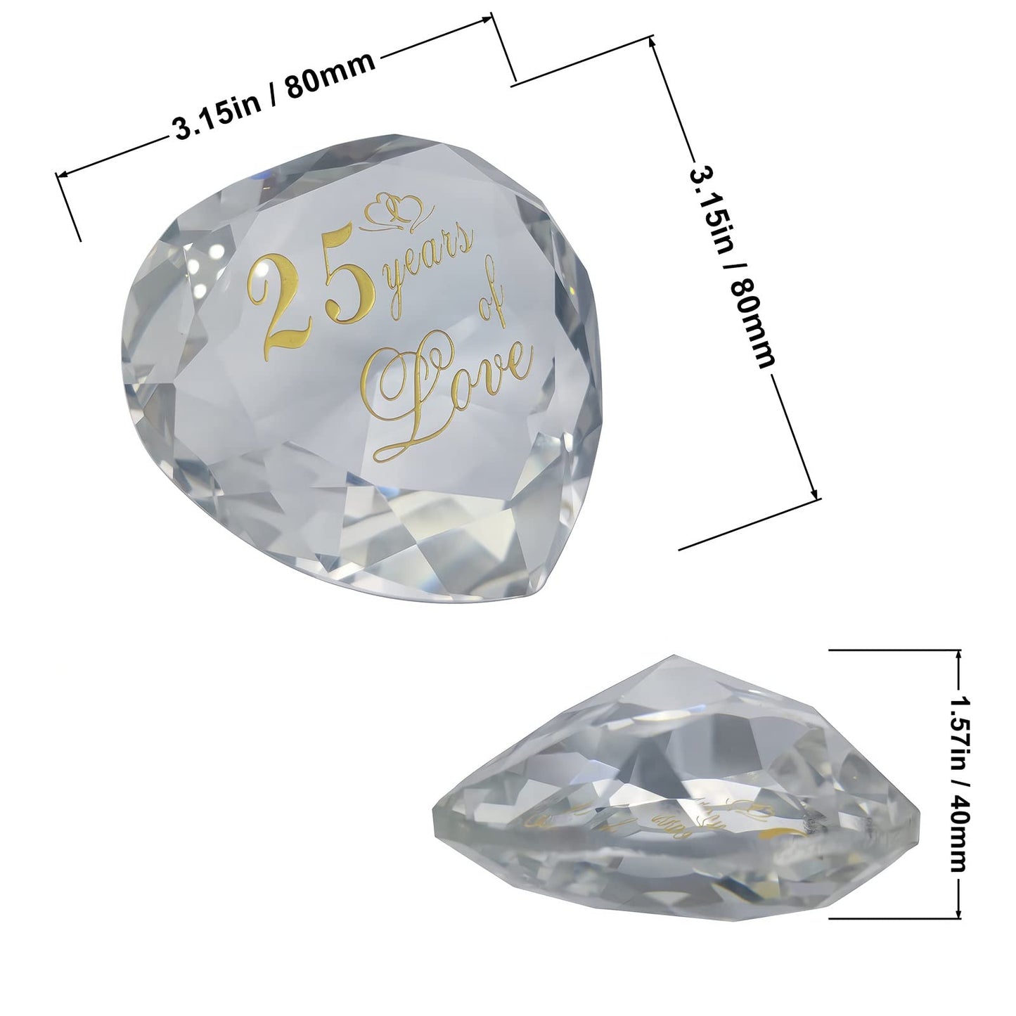 25Th Anniversary Crystal Gifts For Husband Wife Boyfriend Or Girlfriend, 25Th Wedding Anniversary Valentines Day Romantic Gifts