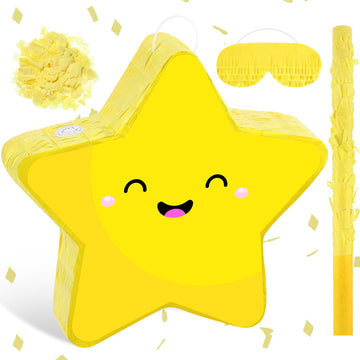 Hicarer Yellow Piata Star Piata for Kids Star Birthday Piata Star Yellow Foil Party Supplies Favors Piata Decor for Kids Birthda