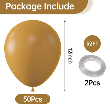 Kalor 12 Inch Retro Khaki Balloons, 50 Pcs Latex Helium Balloons For Kid'S Birthday Party, Baby Shower, Wedding, Graduate Party Decorations