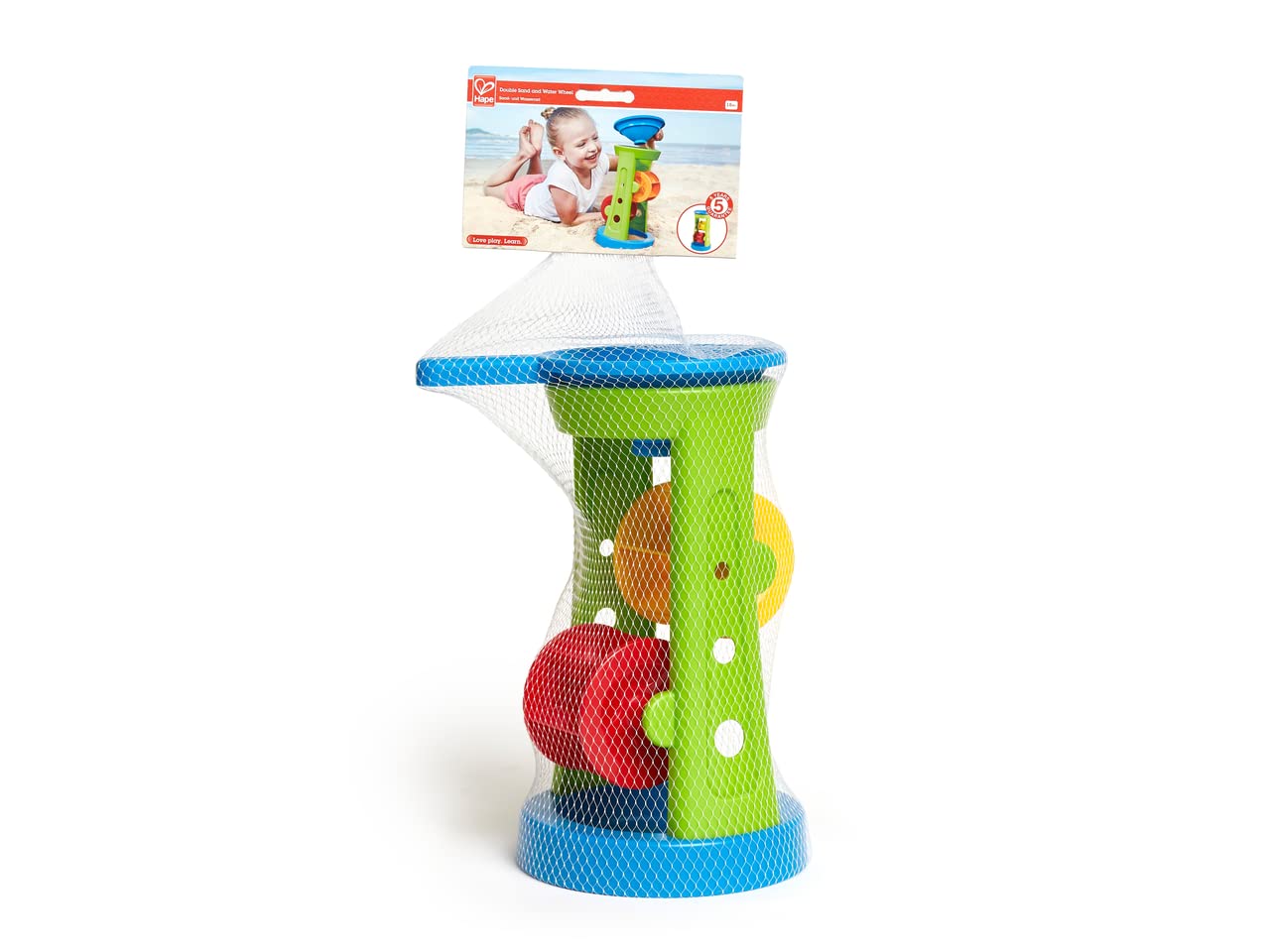 Hape Double Sand and Water Wheel Kid 's Beach Toy L: 8.1, W: 11.4, H: 6.4 inch