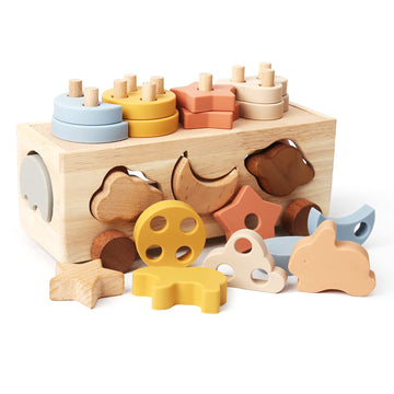 Samonyed Shape Sorter Toys For Toddlers 1-3 Montessori Stack Toy Car For 1 Year Oldbaby Blocks Sorting Wooden&Silicone Education