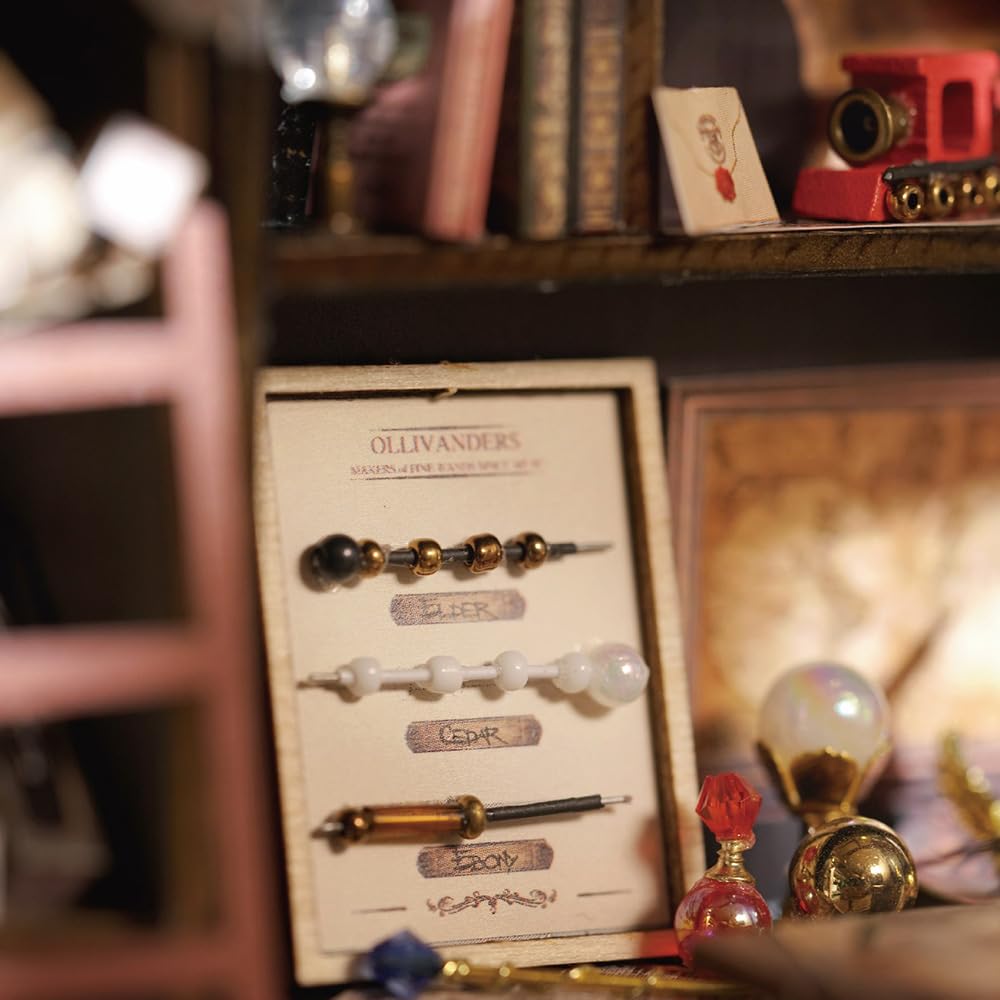 Lannso DIY Dollhouse Miniature Kit, Magic Wand Shop, Wooden, F32, One Size, Dust Proof Cover