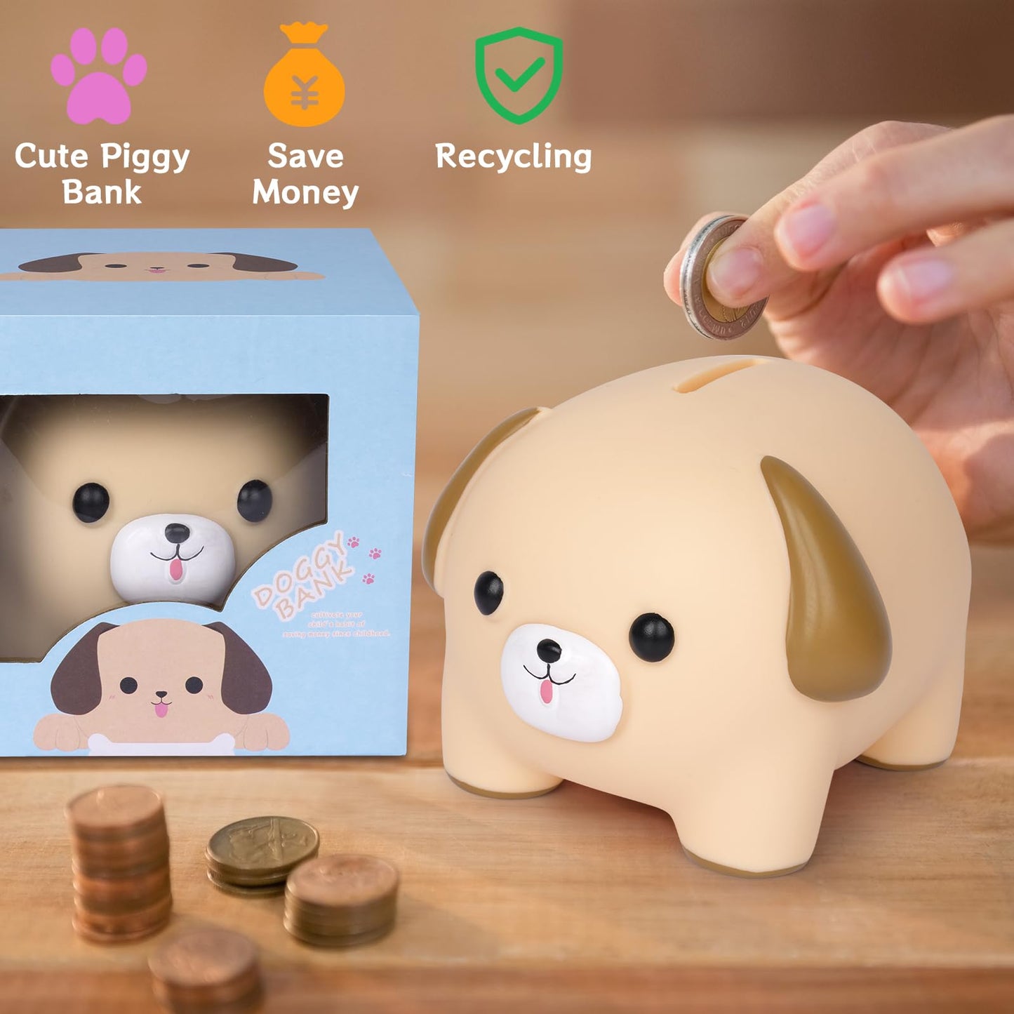 Nigoways Piggy Bank,Labrador Piggy Bank For Kids,Unbreakable Money Bank,Cute Small Dog Size Piggy Banks, Practical Gifts For Birthday,Christmas,Babys Shower(Labrador)