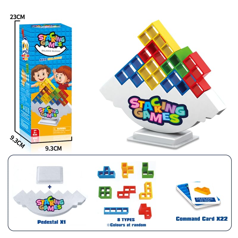 iuuoi 64 PCS Tetra Board Game for Kids and Adults, Balance Stacking Game for 2 Players+ Party, Family and Friends,Tower Stack Te