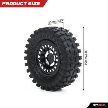 RCAWD Beadlock Wheel Rim Tires for FMS 1/24 FCX24