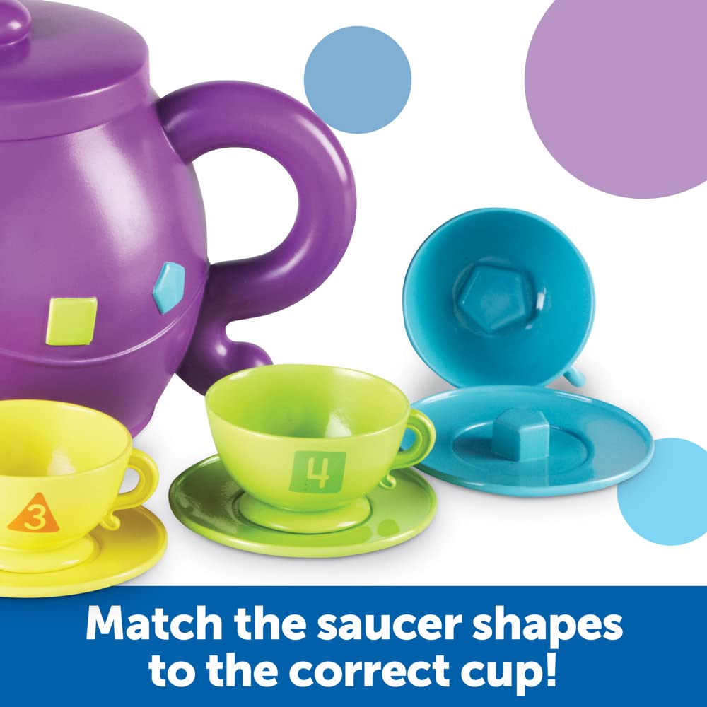 Learning Resources Serving Shapes Tea Set - 11 Pieces, Ages 2+ Pretend Play Toys For Toddlers, Preschool Learning Toys, Kitchen