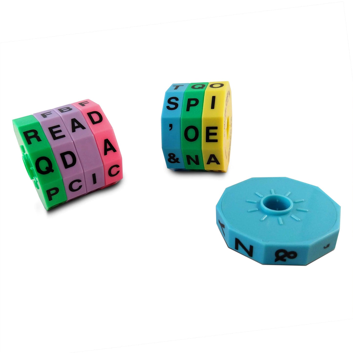 Geospace Read Spin Education Game for Kids - A Handheld Magnetic Spelling Game with Storage Pouch (Upper Case Letters)