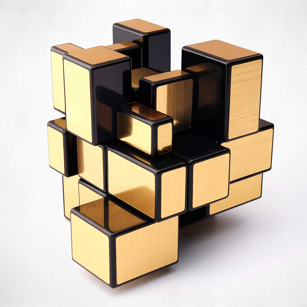 D-FantiX Mirror Cube 3x3 Speed Cube - Gold ABS Puzzle Toy for Kids & Adults, Model AM-TG017