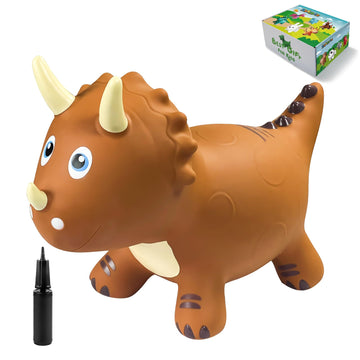 Hotmax Dinosaur Bouncy Hopper Toys, Bouncy Horse For Toddlers, Inflatable Ride On Bouncy Animals, Bouncing Triceratops For Kids, Birthday Gift For 18 Months 2 3 4 Year Old Boy Or Girl(Brown)